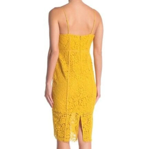 BARDOT Corset Lace Midi Dress Mustard Yellow Size 8 Medium - Picture 2 of 11